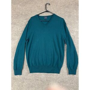 J.Crew V-Neck Merino Wool Sweater Mens Long Sleeve Teal Knit Pullover Casual L